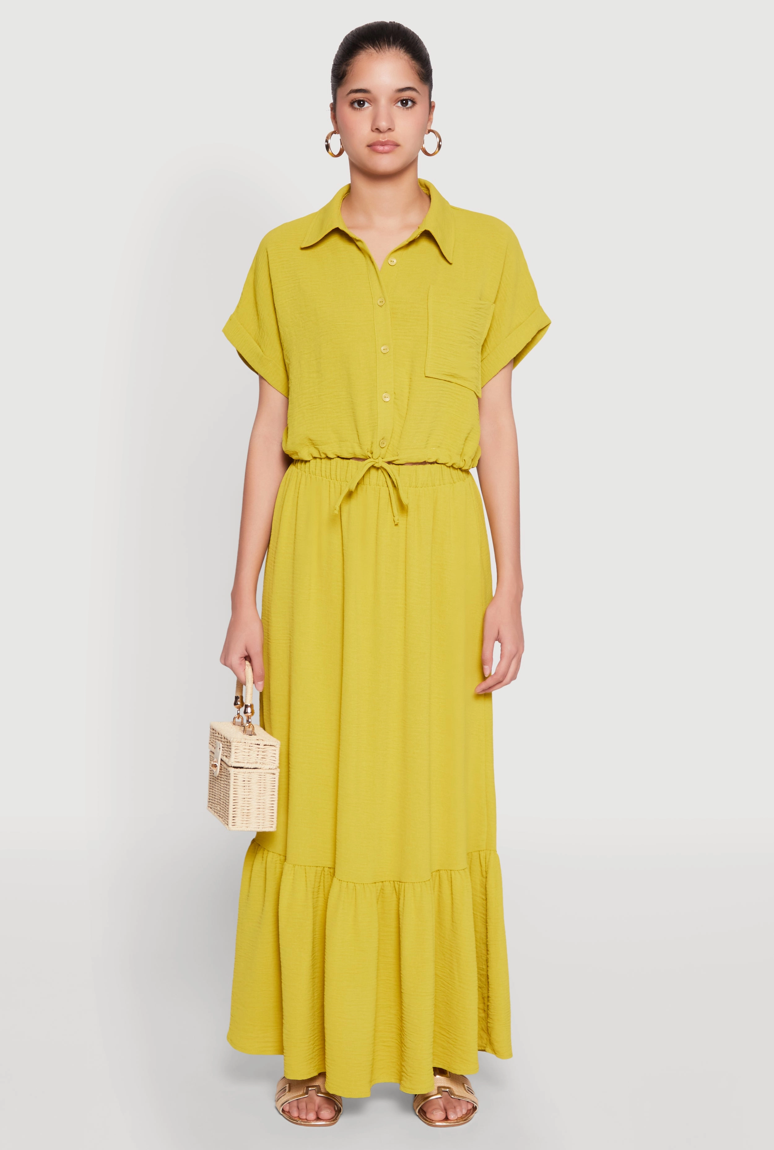 Airy Drawstring Hem Shirt