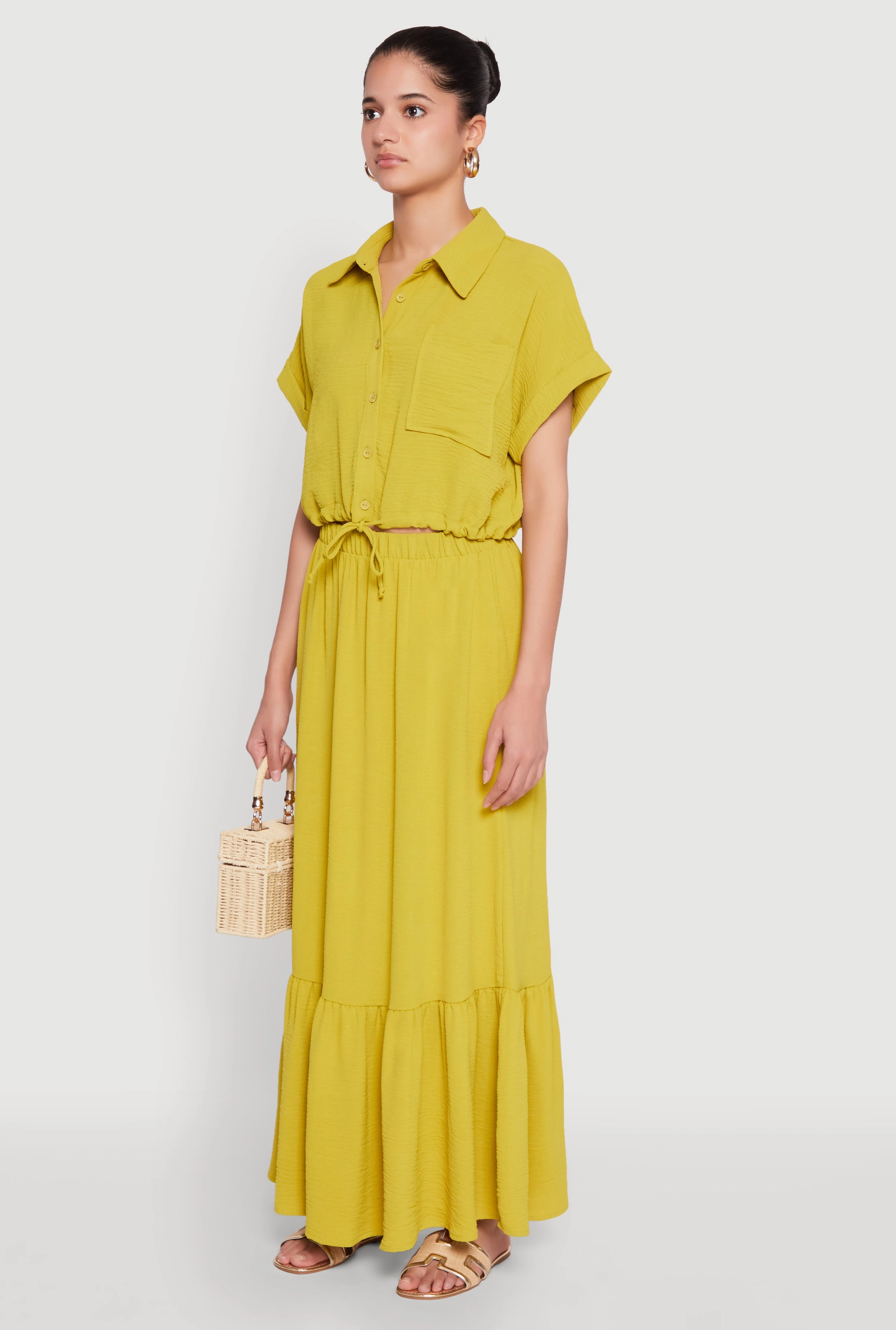 Airy Drawstring Hem Shirt