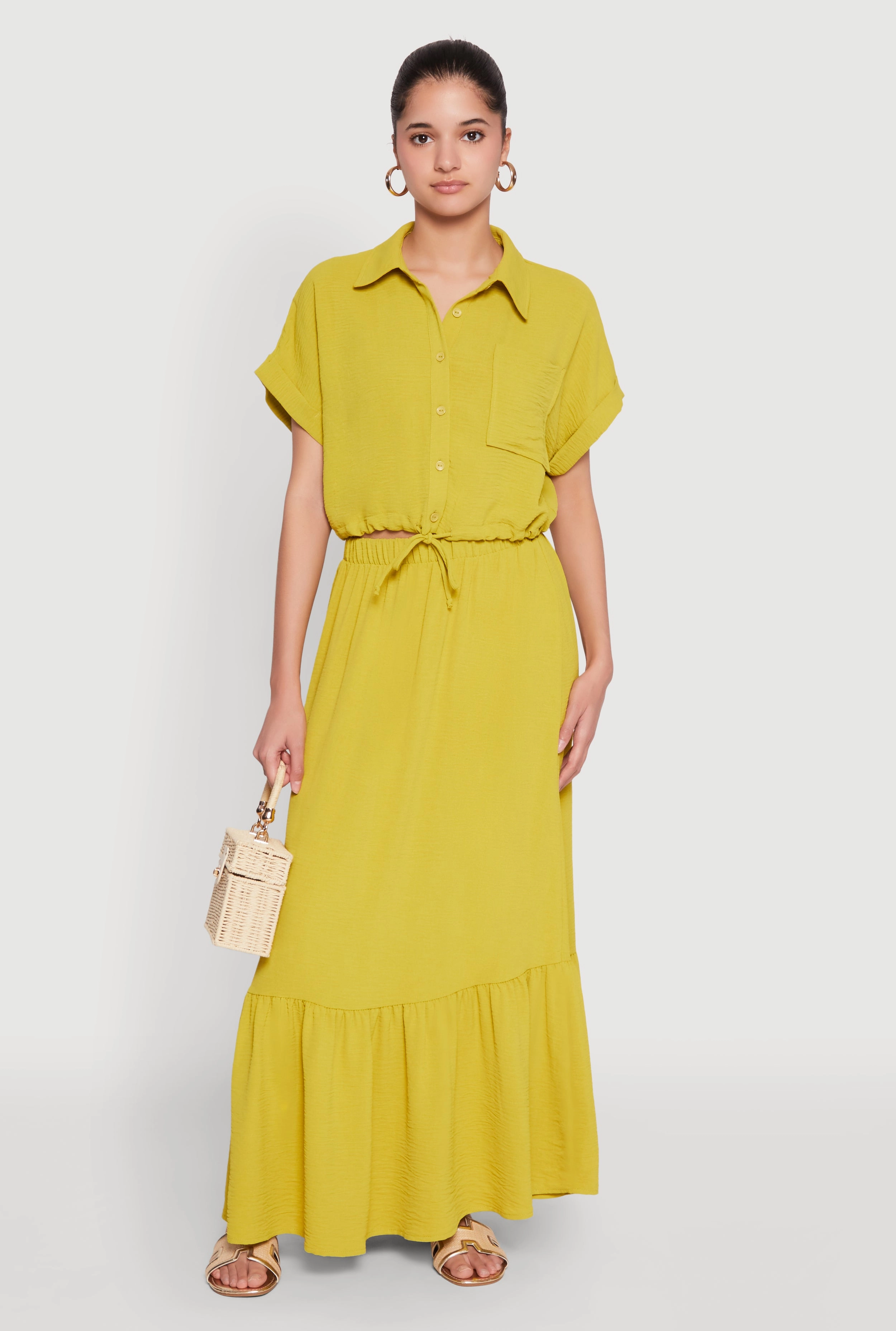 Airy Drawstring Hem Shirt