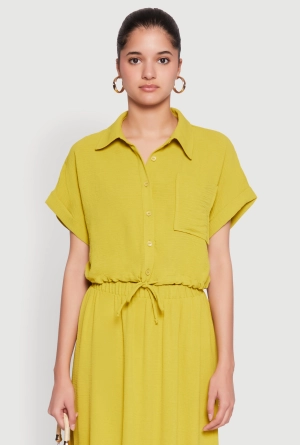 Airy Drawstring Hem Shirt