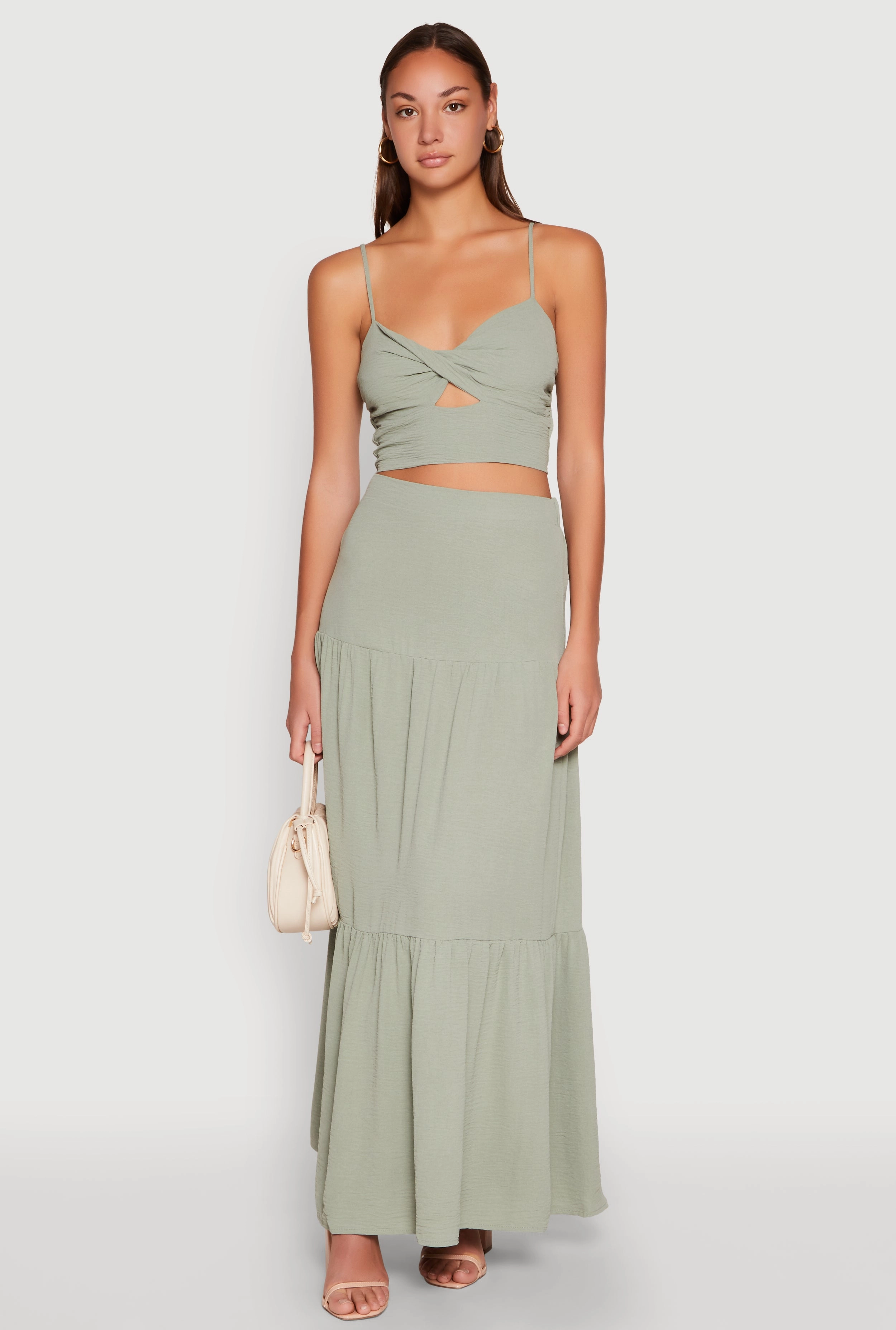 Airy Twist Front Crop Top