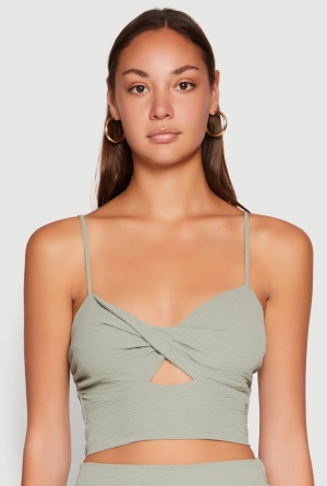 Airy Twist Front Crop Top