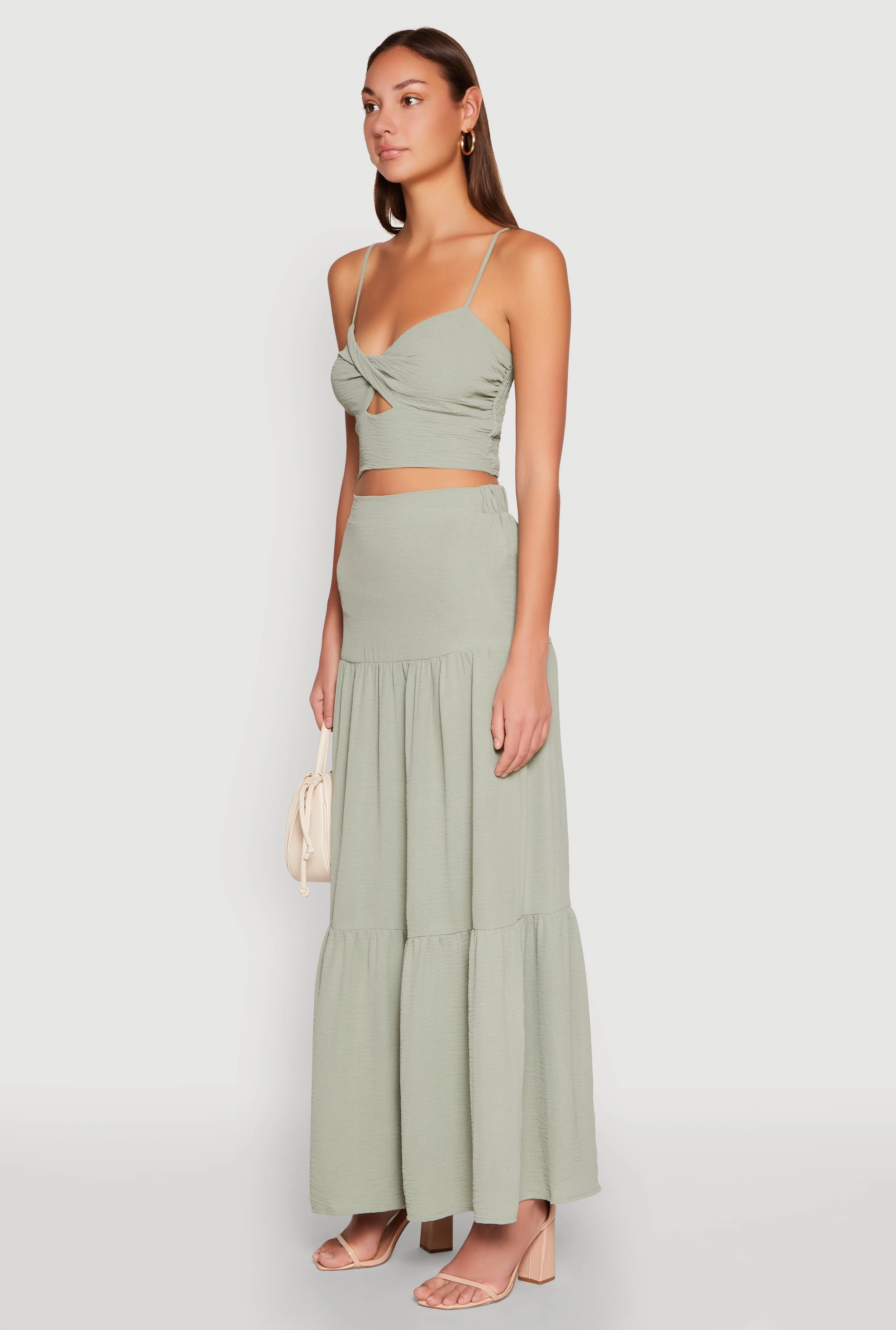Airy Twist Front Crop Top