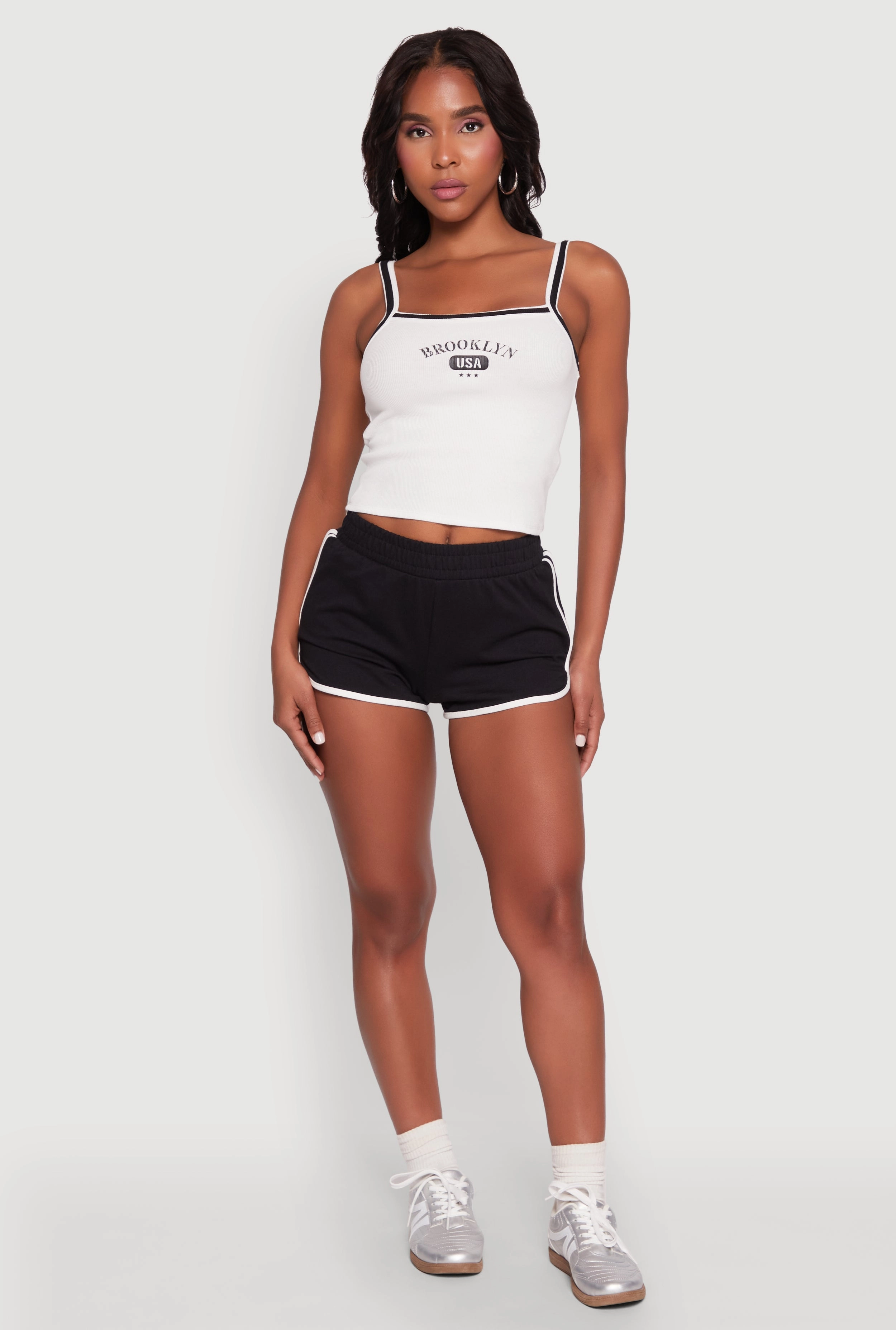 Almost Famous Contrast Trim Graphic Print Crop Cami