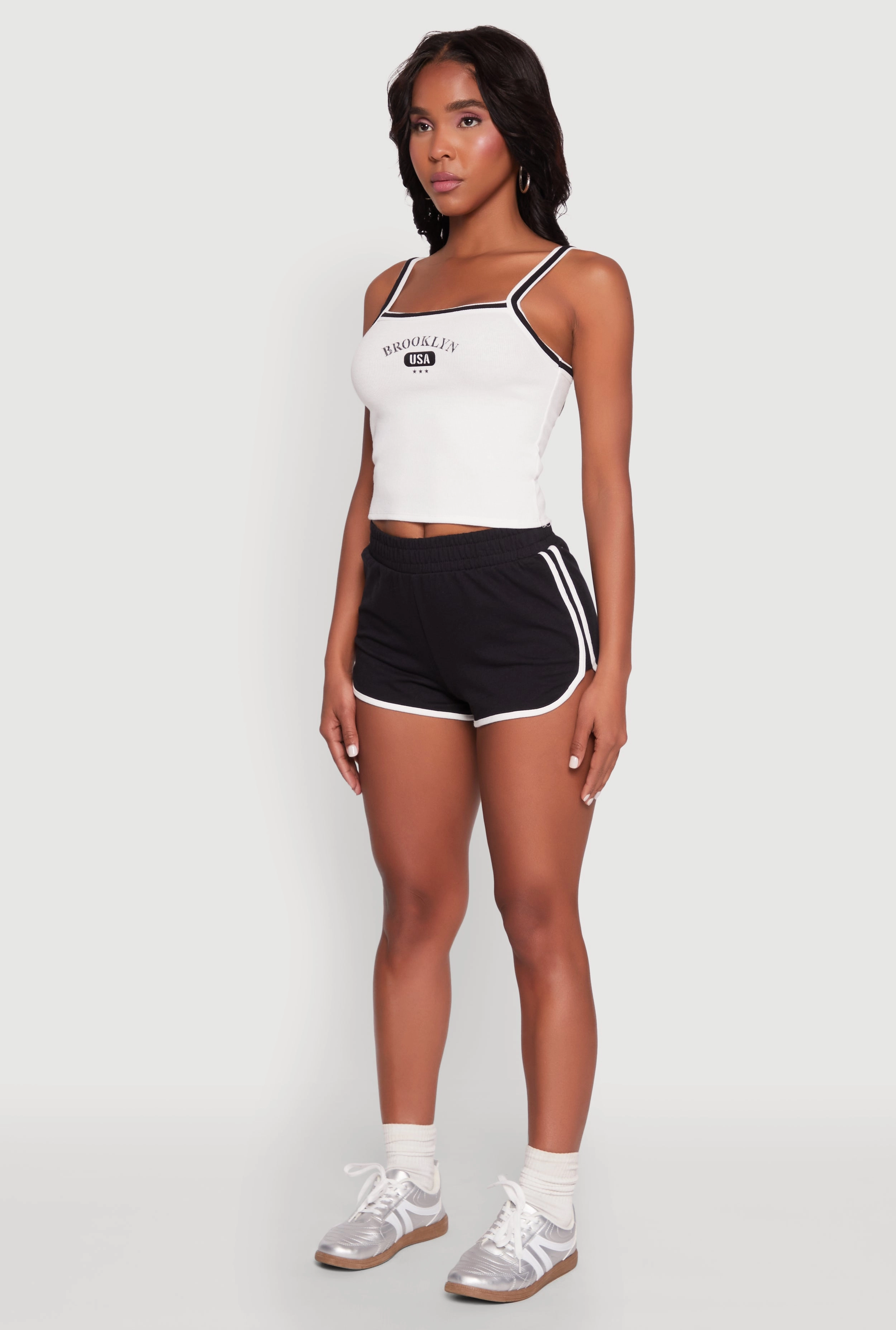 Almost Famous Contrast Trim Graphic Print Crop Cami