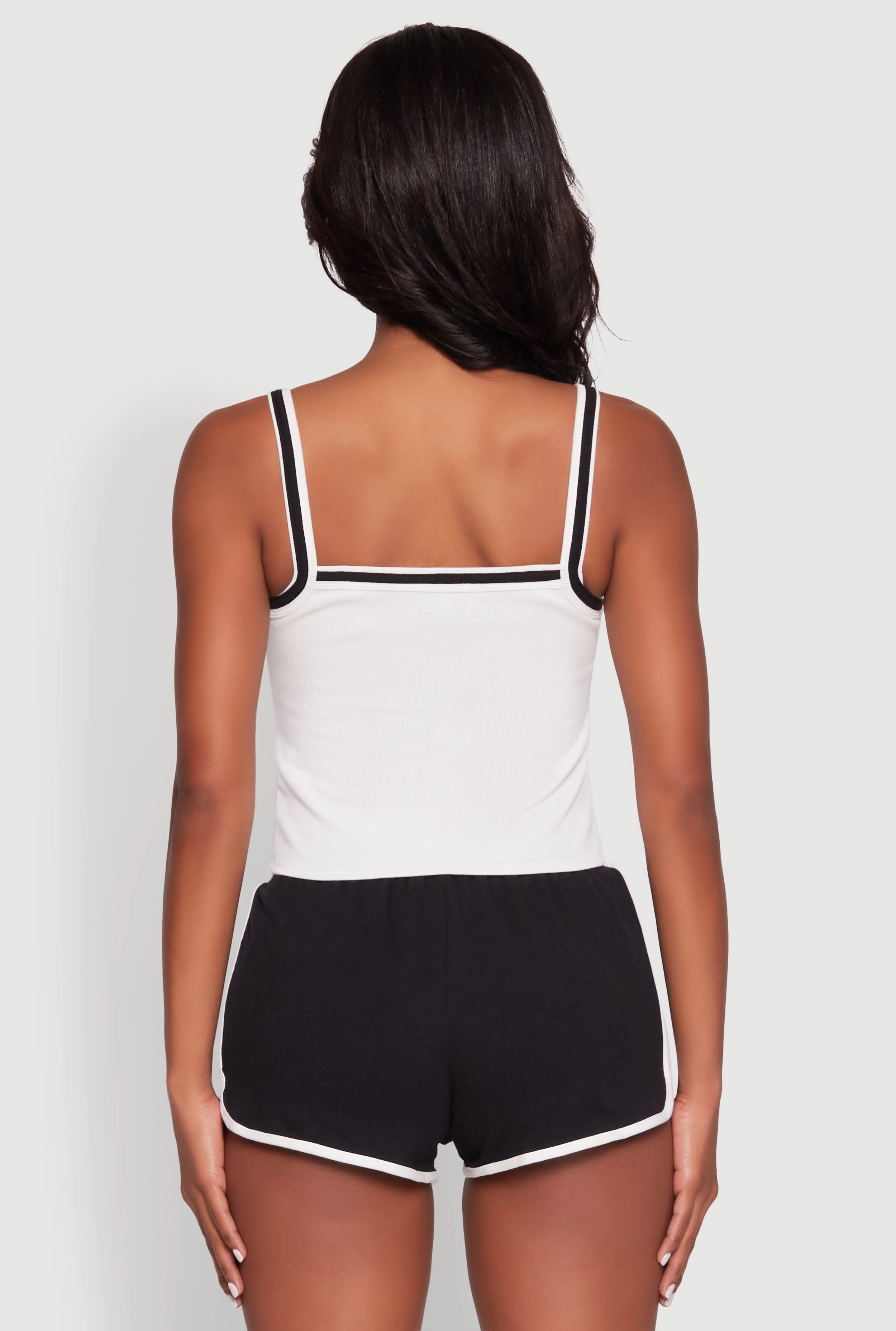 Almost Famous Contrast Trim Graphic Print Crop Cami