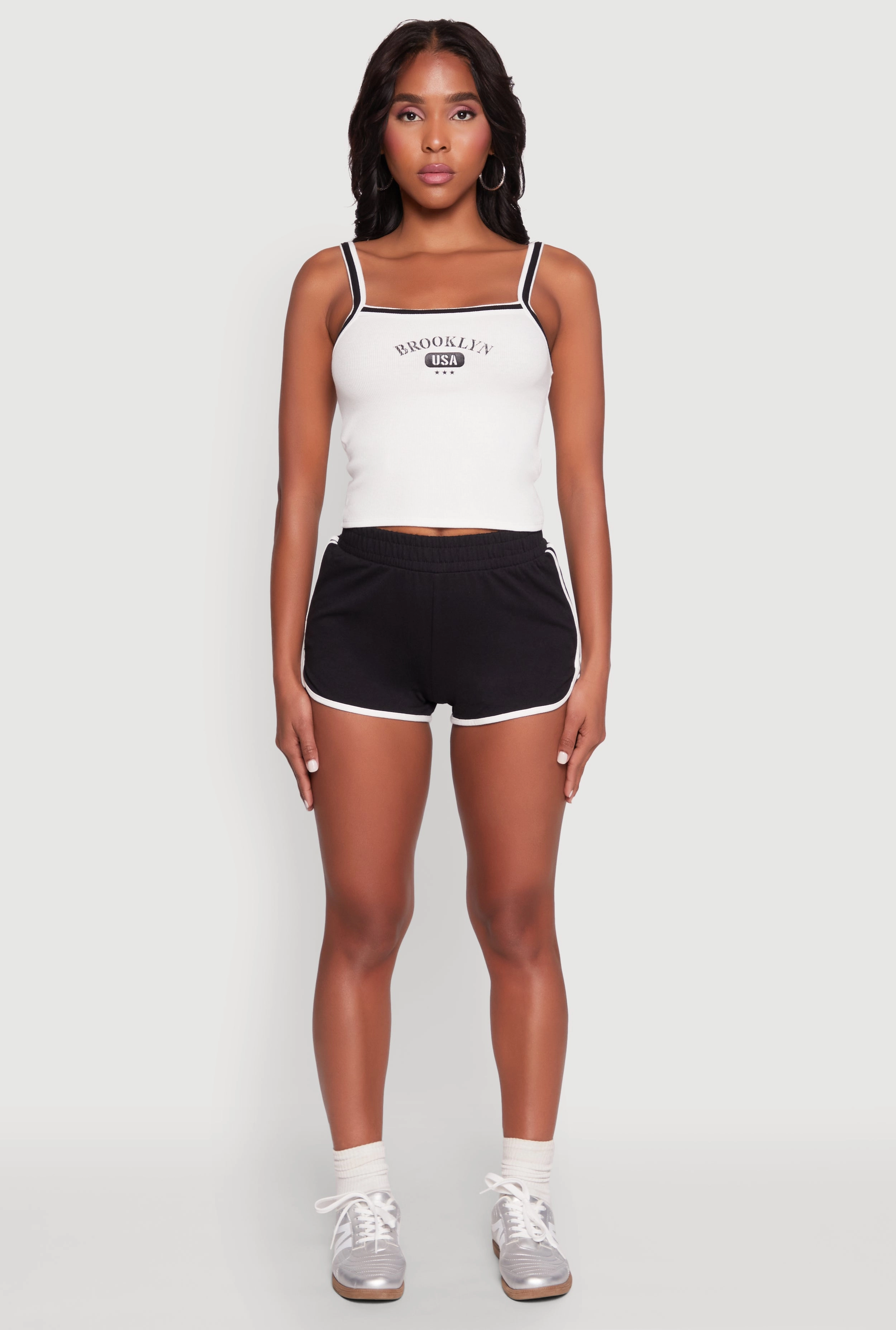 Almost Famous Contrast Trim Graphic Print Crop Cami