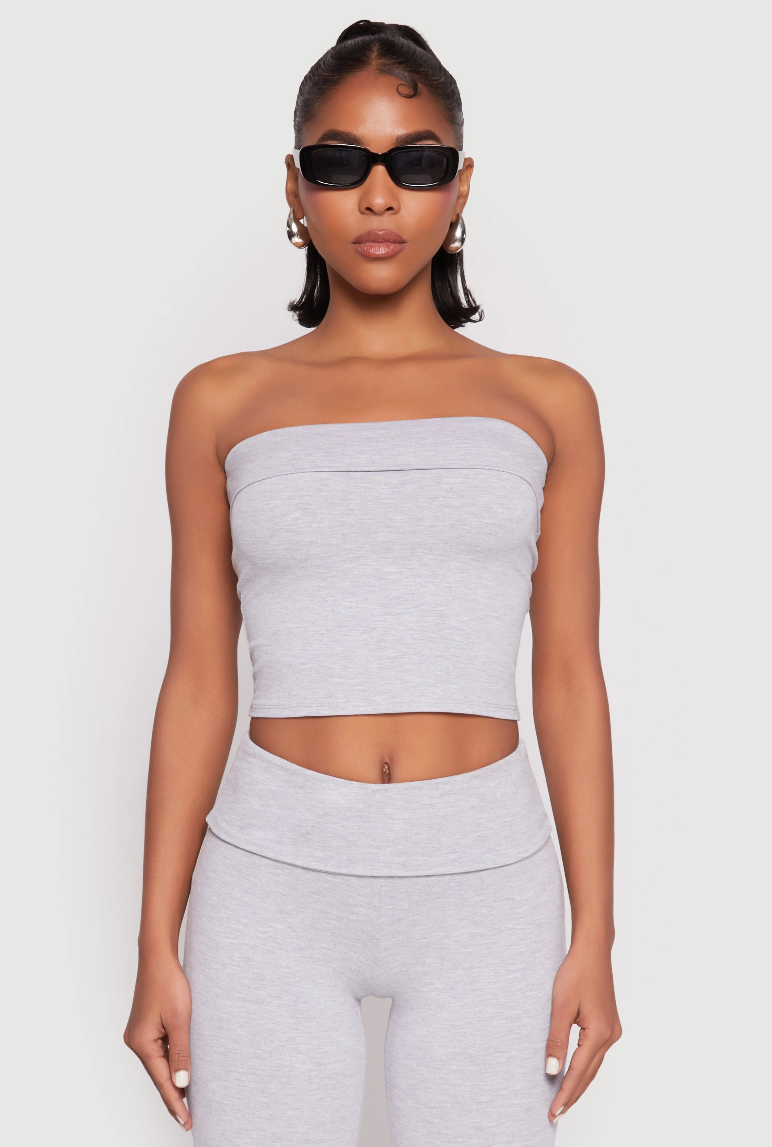 Almost Famous Fold Over Cropped Tube Top