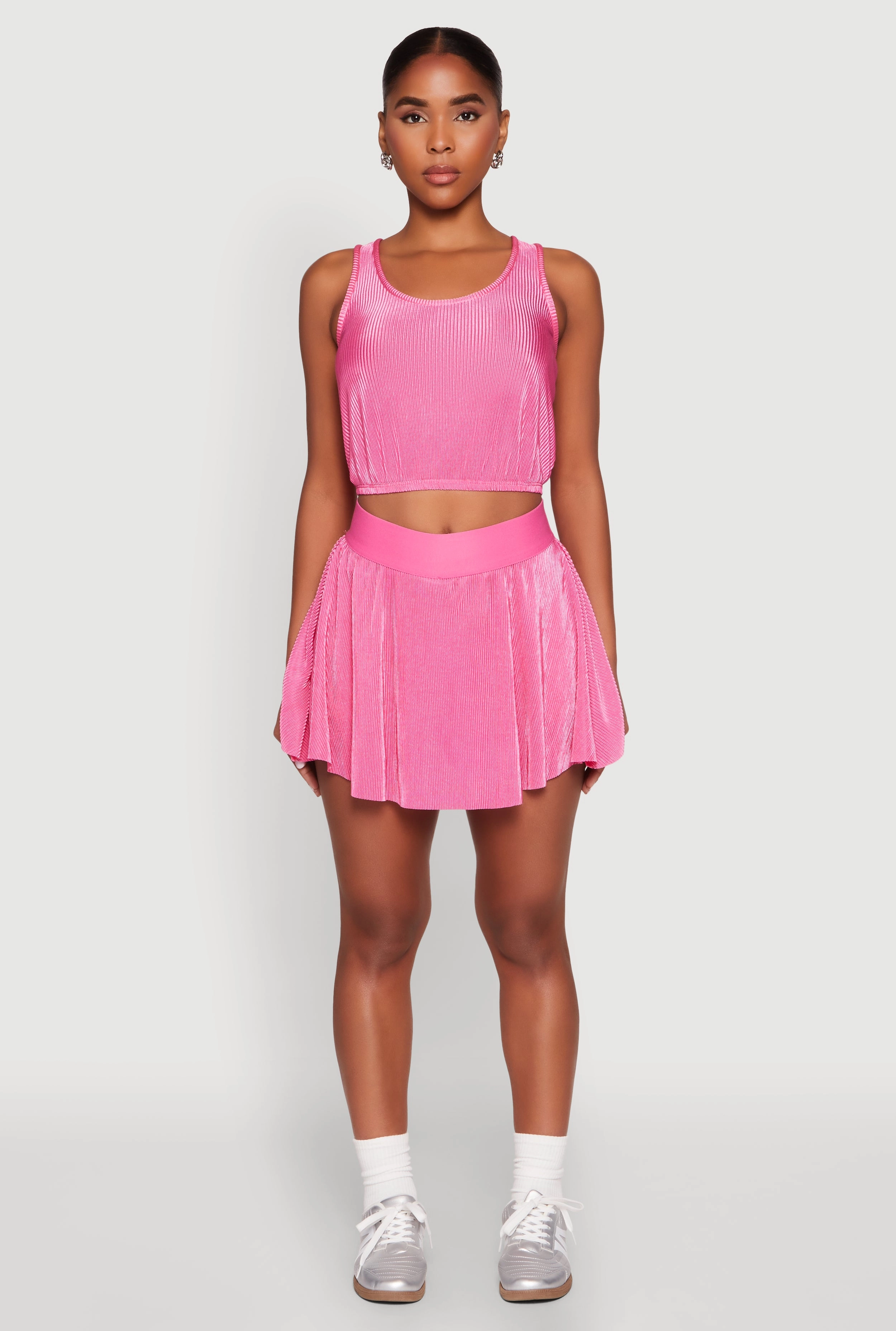 Almost Famous Plisse Lined Skater Skirt