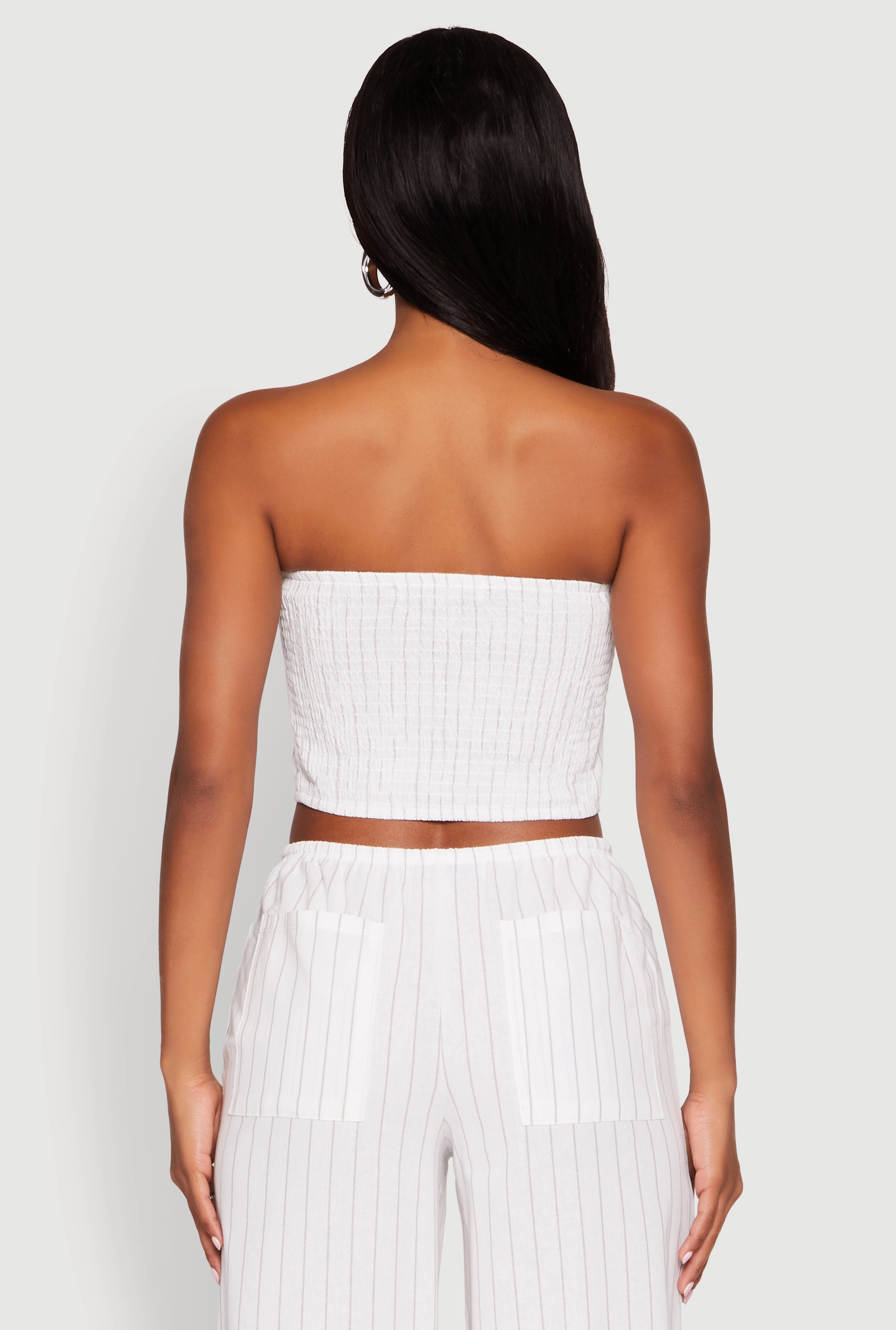 Almost Famous Smocked Striped Tube Top