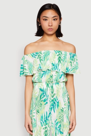 Almost Famous Tropical Print Off the Shoulder Top