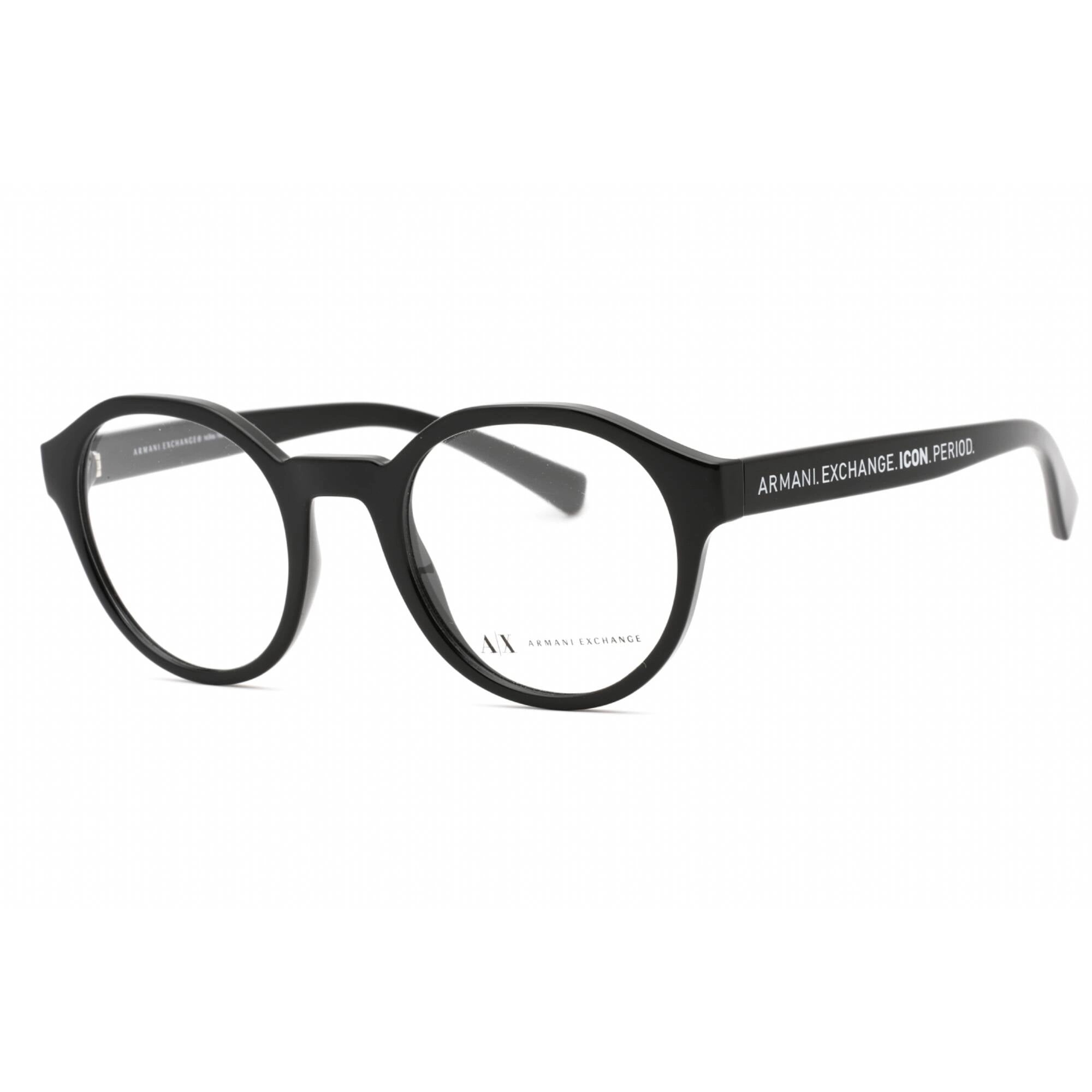 Armani Exchange Men's Eyeglasses - Black Round Frame Clear Demo Lens | 0AX3085 8158