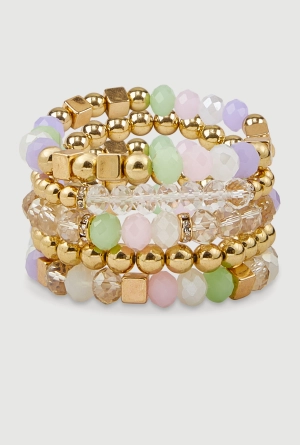 Assorted Beaded Stretch Bracelets Set of 5
