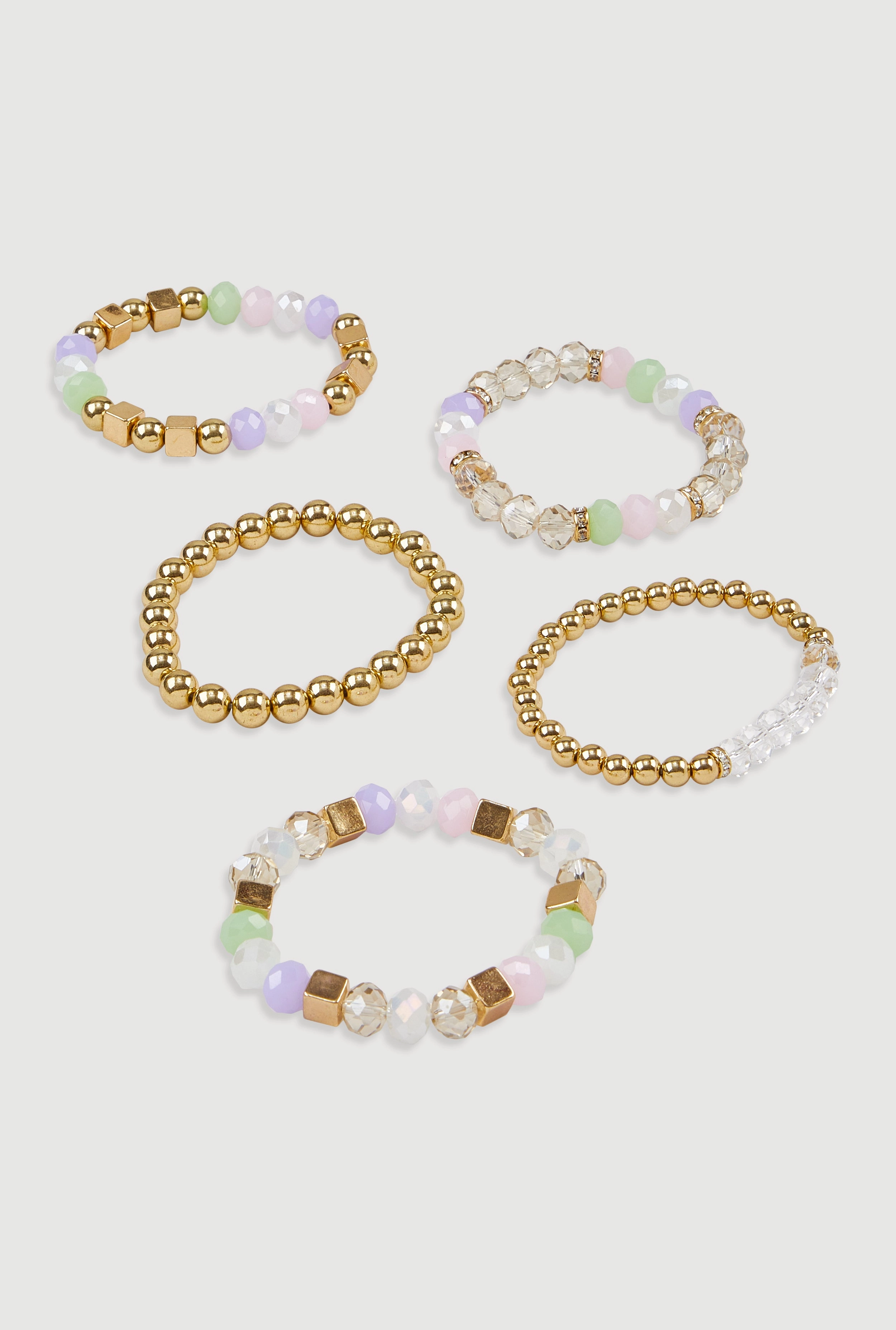 Assorted Beaded Stretch Bracelets Set of 5