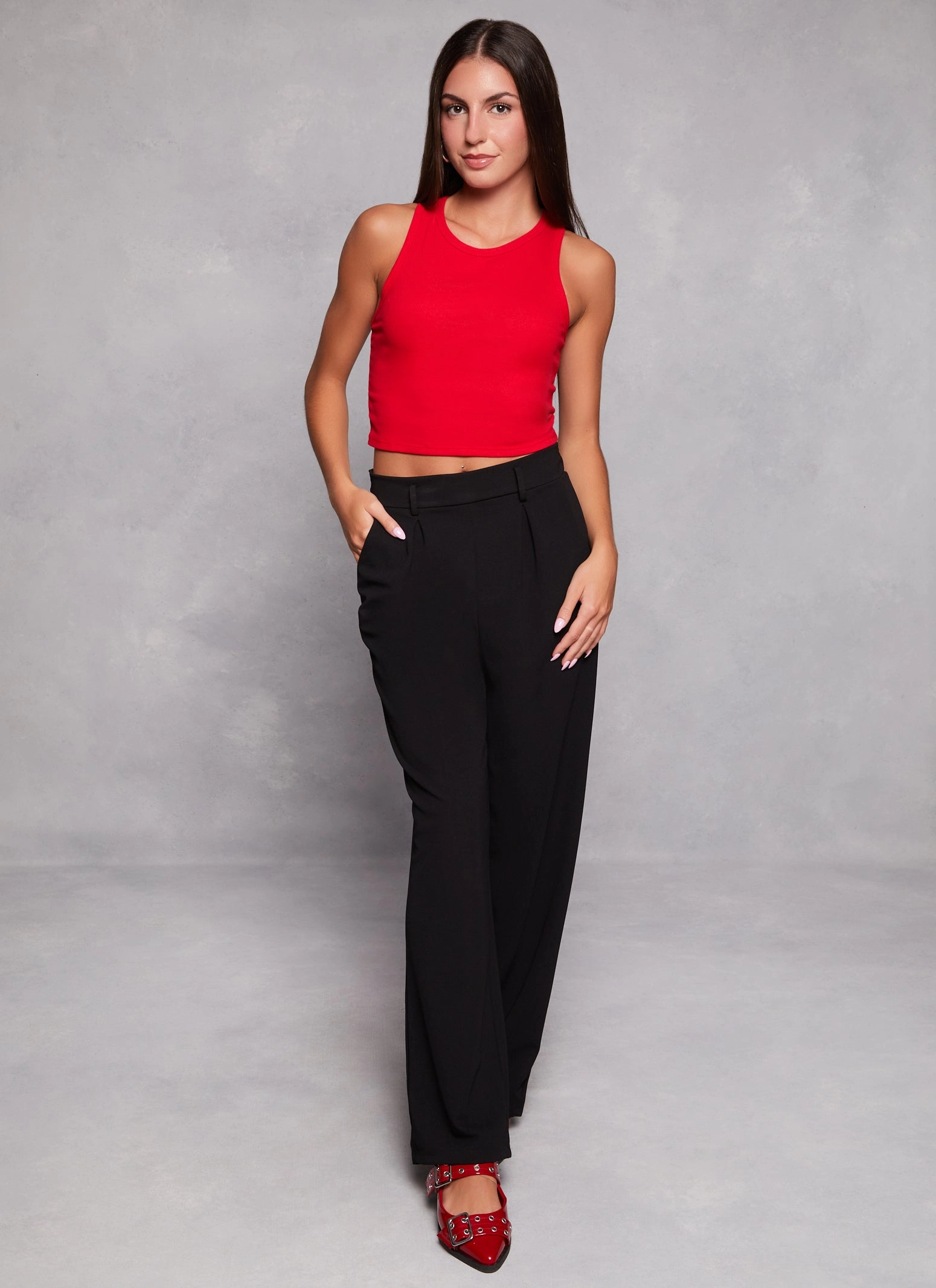 Basic Cropped Racerback Tank Top