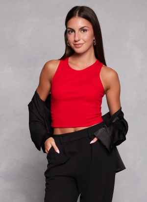 Basic Cropped Racerback Tank Top