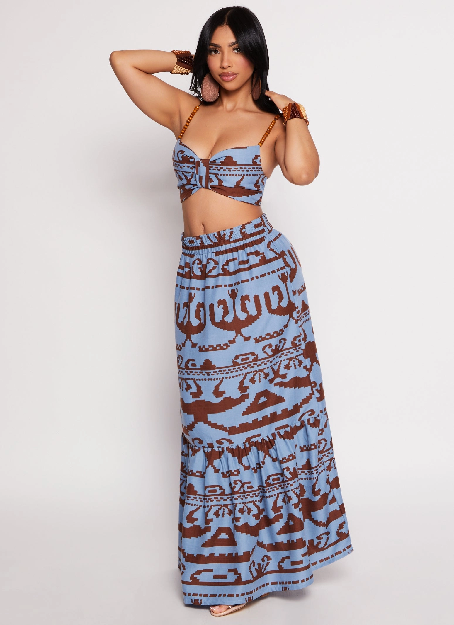 Beaded Strap Printed Bralette