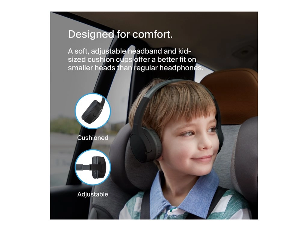 Belkin SoundForm Mini - Headphones with mic - on-ear - Bluetooth - wireless, wired - 3.5 mm jack - black AUD002BTBKV3