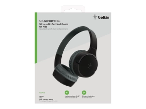 Belkin SoundForm Mini - Headphones with mic - on-ear - Bluetooth - wireless, wired - 3.5 mm jack - black AUD002BTBKV3
