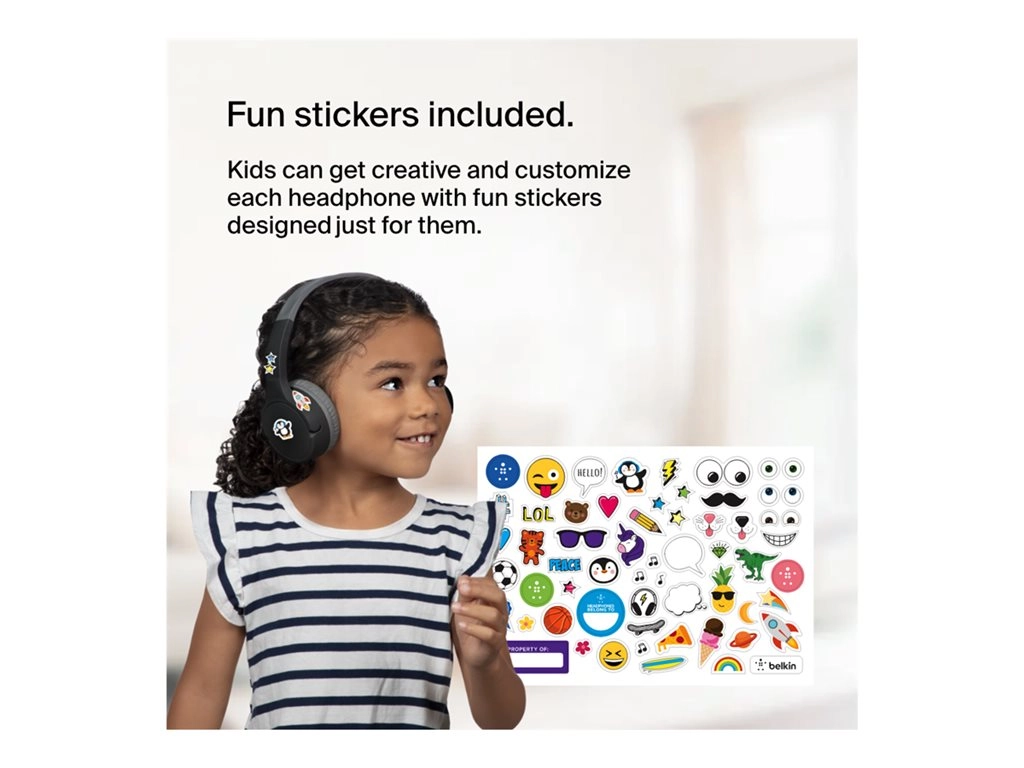 Belkin SoundForm Mini - Headphones with mic - on-ear - Bluetooth - wireless, wired - 3.5 mm jack - black AUD002BTBKV3