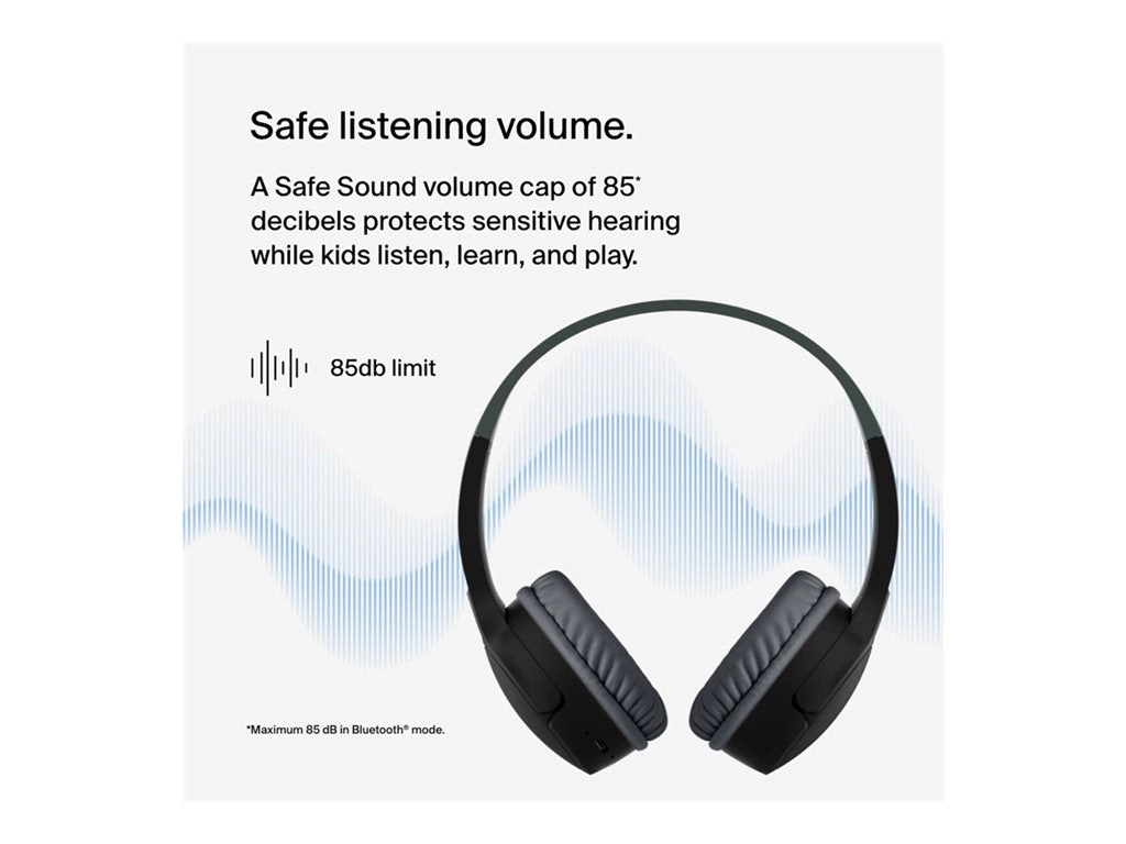 Belkin SoundForm Mini - Headphones with mic - on-ear - Bluetooth - wireless, wired - 3.5 mm jack - black AUD002BTBKV3