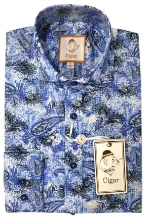 Bergamo Elegant M-1805 Full Sleeve Sport Shirt - Indigo