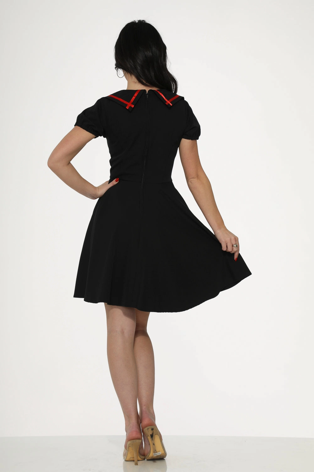 Black & Red Trim Gothic Swing Dress