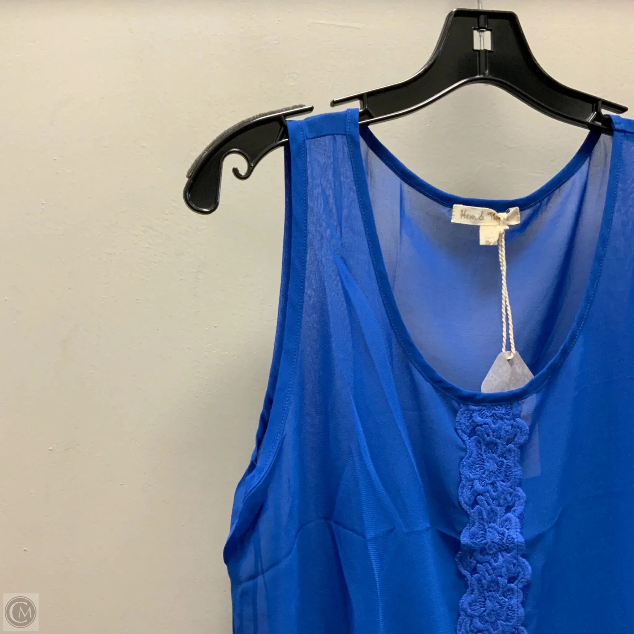 Blouse Sleeveless By Hem & Thread In Blue, Size: L