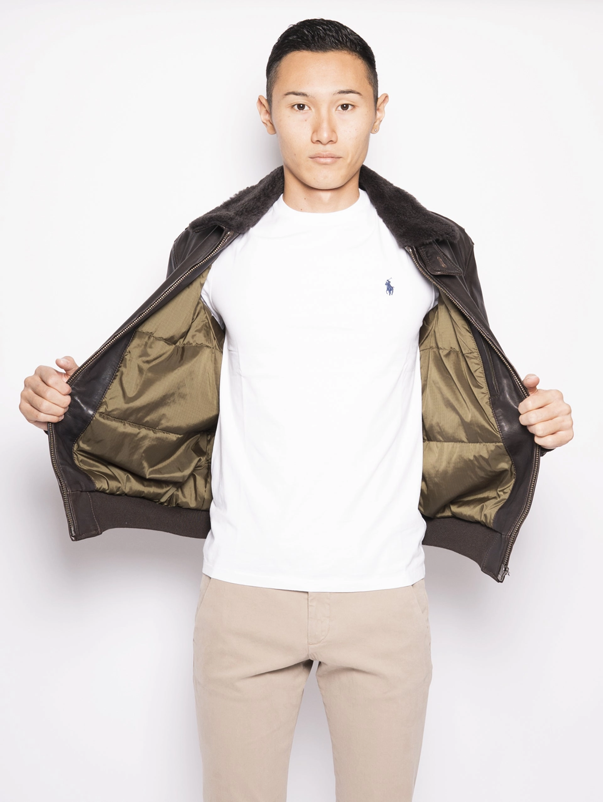 Bomber with Shearling Collar
