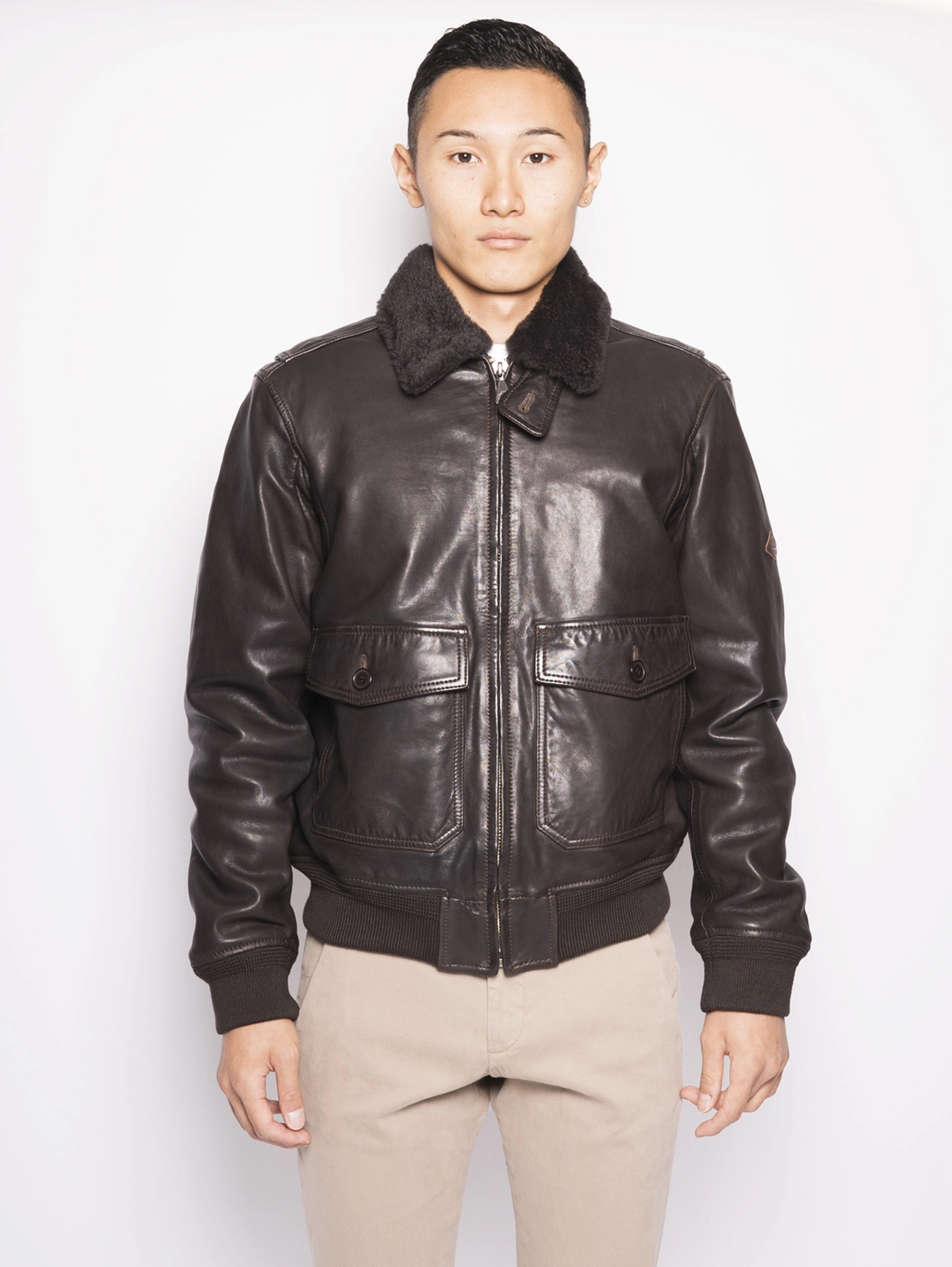 Bomber with Shearling Collar
