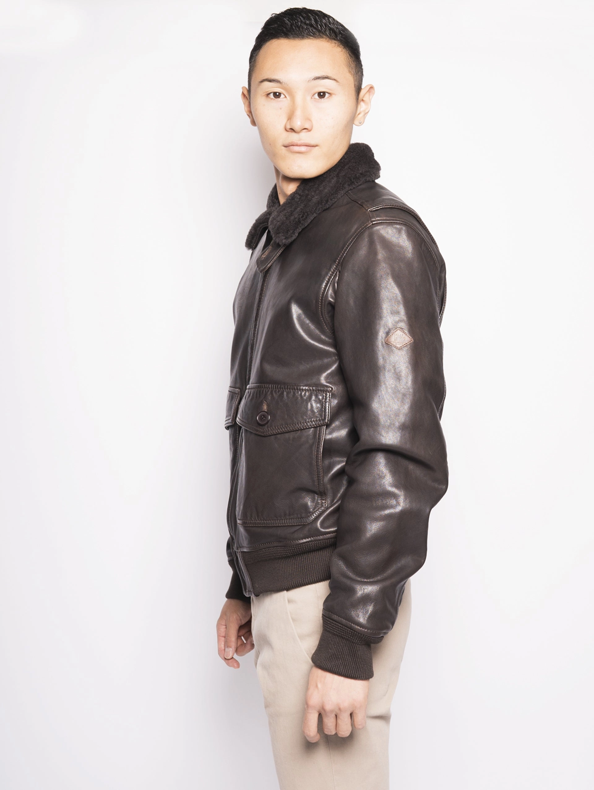 Bomber with Shearling Collar