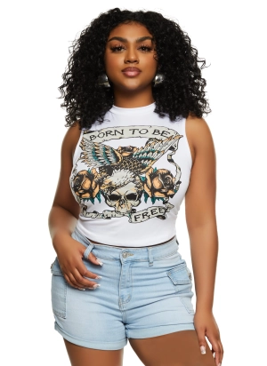 Born To Be Free Graphic Tie Back Tank Top