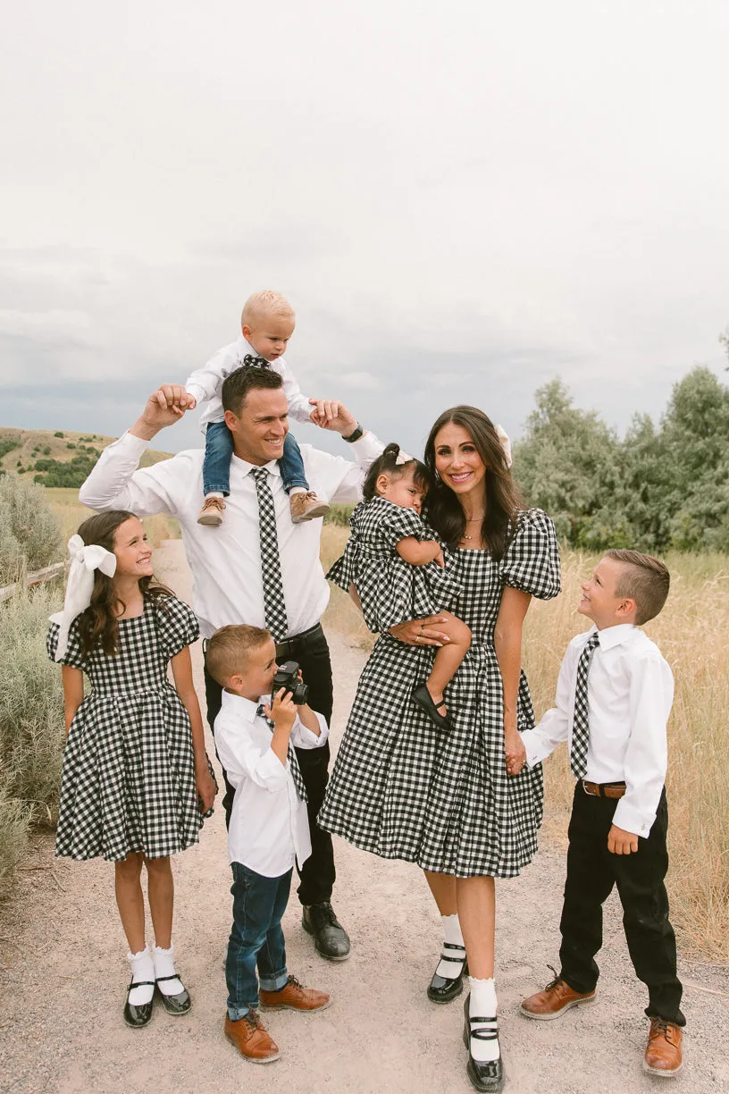 Boys Max Tie in Cupcake Black Gingham - FINAL SALE