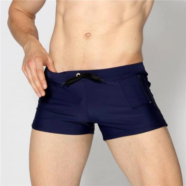 Brand Swimwear Men Front  Zipper Pocket Gay Mens Swimwear Swimming Trunks Mens Swimming Shorts Beach Men's Swimming Trunks Sunga