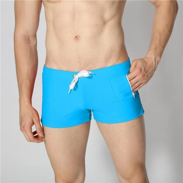Brand Swimwear Men Front  Zipper Pocket Gay Mens Swimwear Swimming Trunks Mens Swimming Shorts Beach Men's Swimming Trunks Sunga