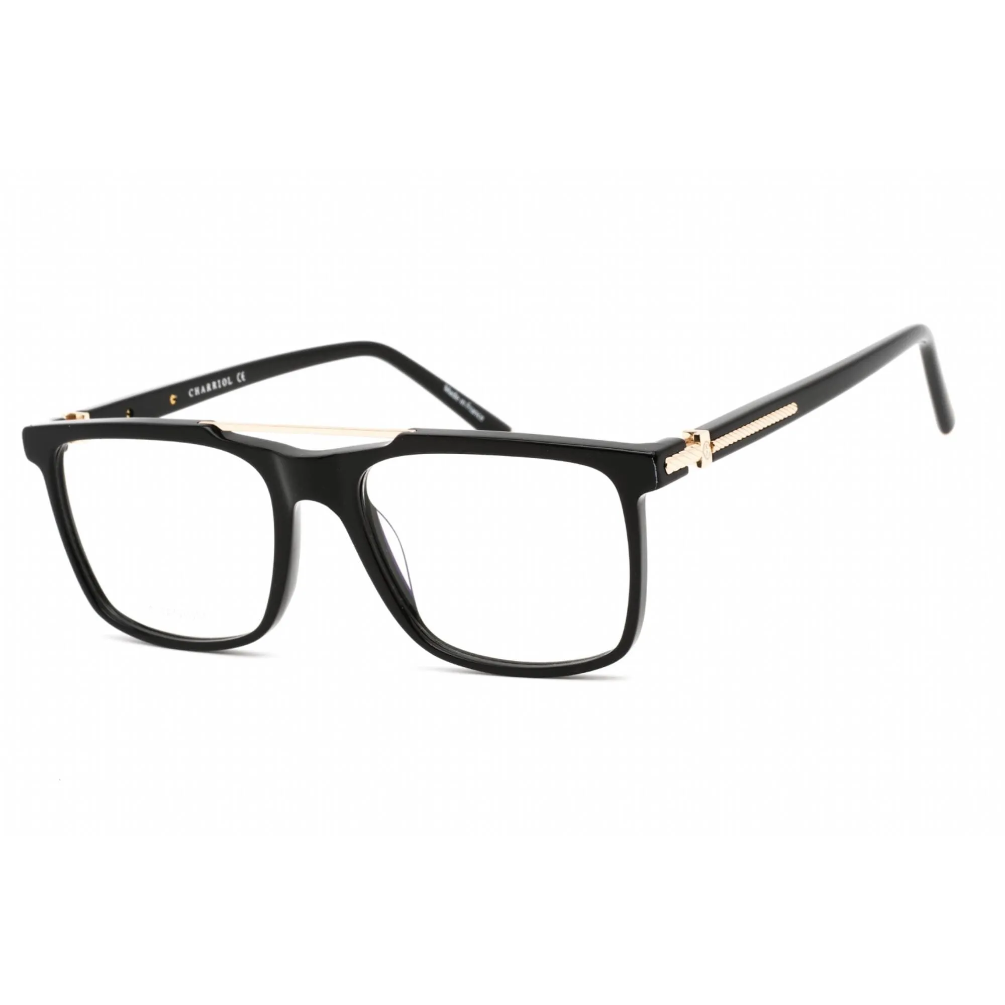 Charriol Men's Eyeglasses - Clear Lens Black Acetate Square Shape Frame | PC75067 C01