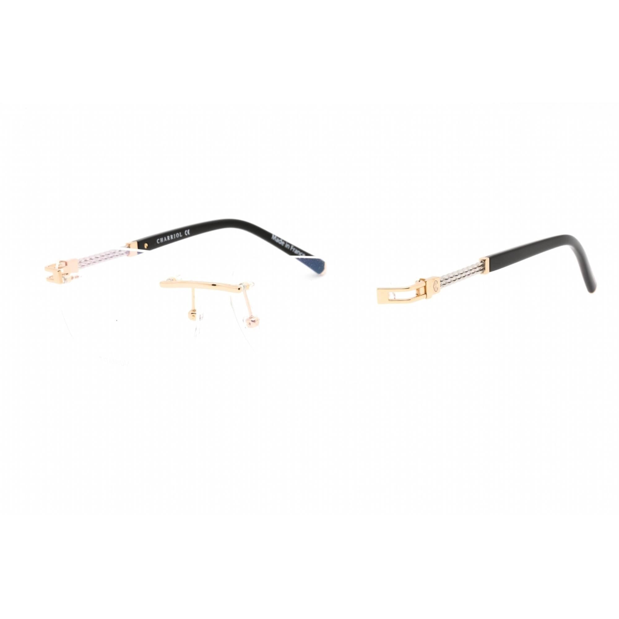 Charriol Men's Eyeglasses - Rimless Shiny Gold/Silver Round Metal Frame | PC75095 C03