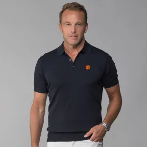 Clemson Maranello Cotton & Silk Three Button Polo Black