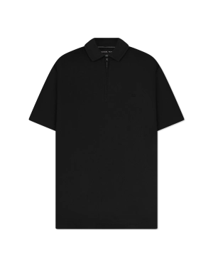 Cotton Blend Piqué Zip-Up Polo Shirt