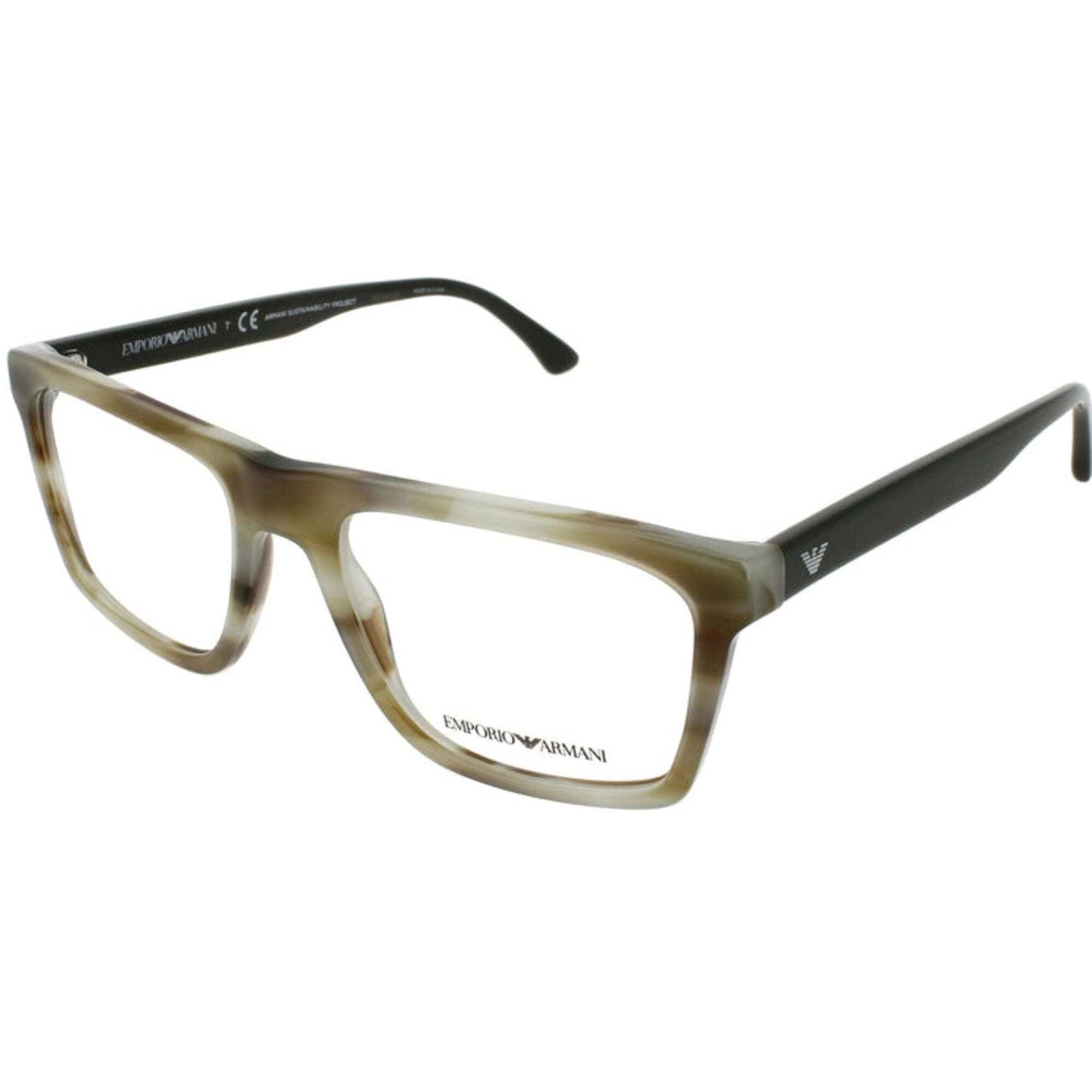 Emporio Armani Men's Eyeglasses - Striped Green Plastic Square Frame | 0EA3185 5902