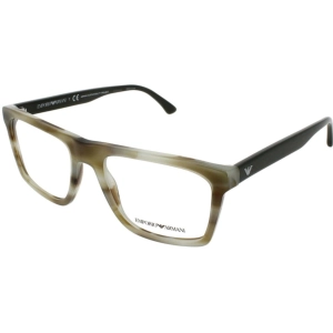 Emporio Armani Men's Eyeglasses - Striped Green Plastic Square Frame | 0EA3185 5902