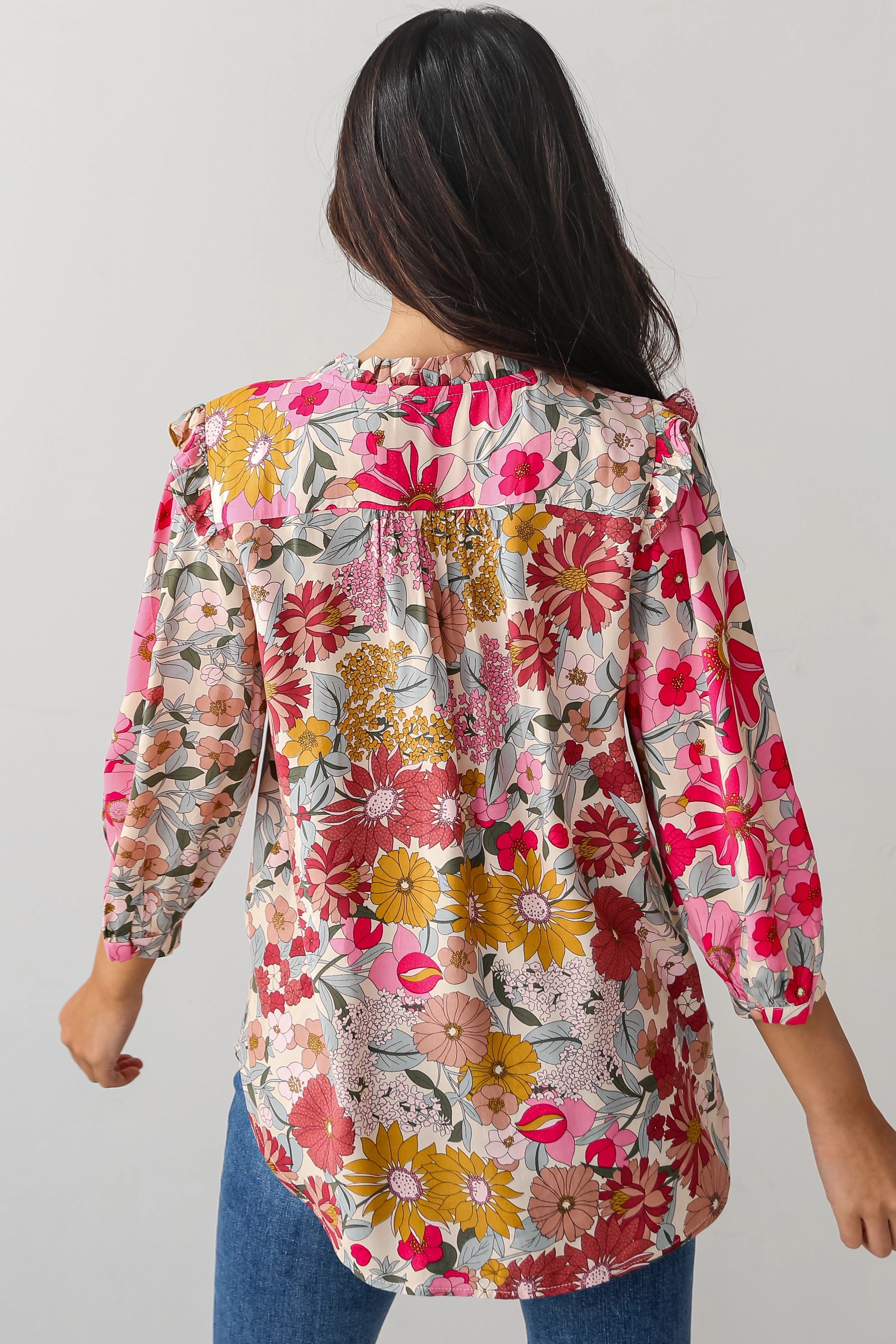 FINAL SALE - Darling Fantasy Pink Floral Blouse