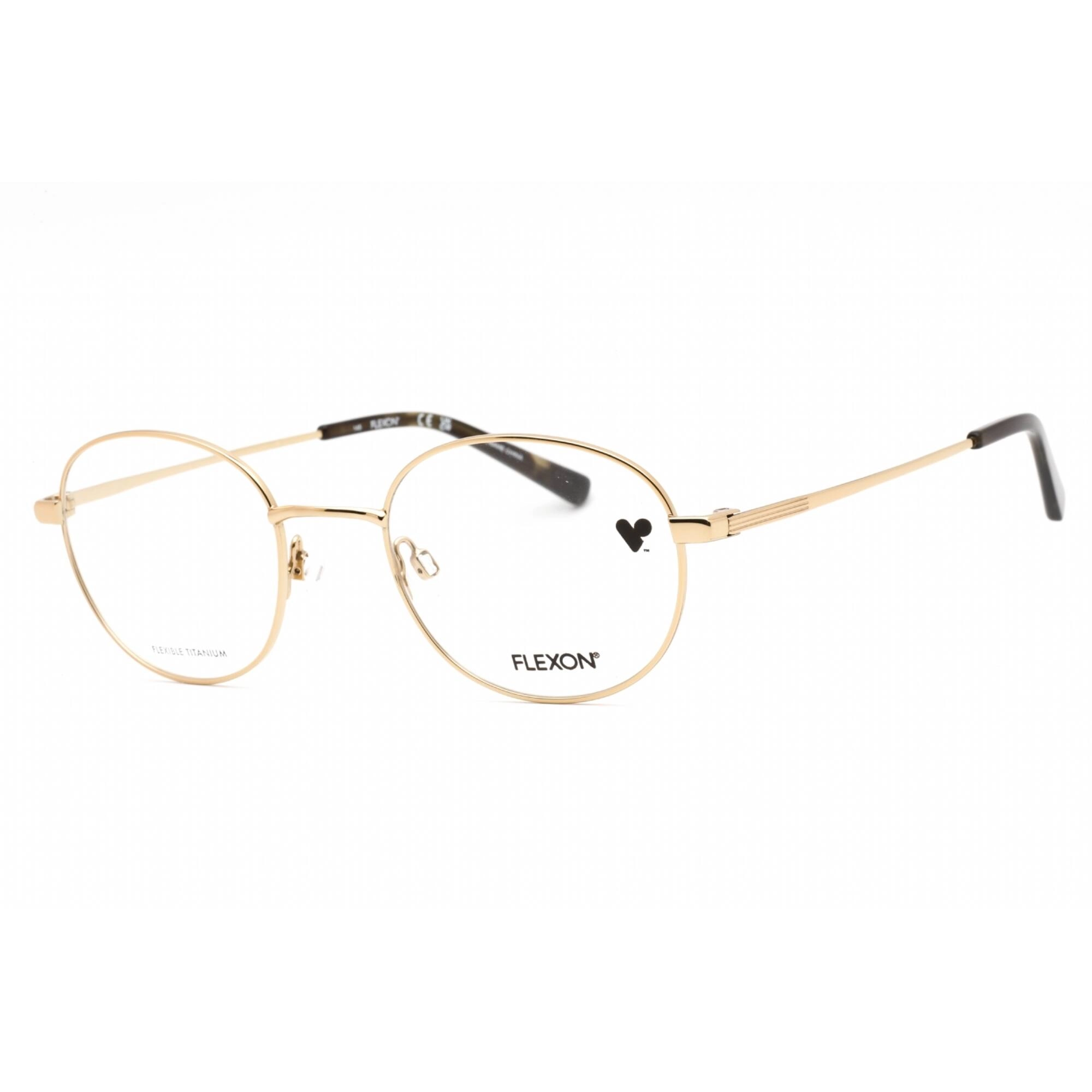 Flexon Men's Eyeglasses - Gold Metal Full Rim Round 48mm Frame | FLEXON H6059 710