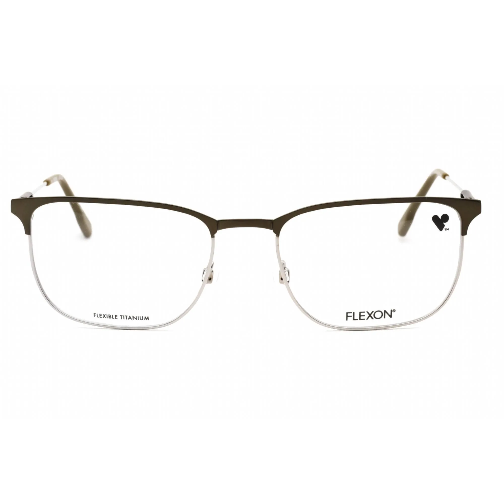 Flexon Men's Eyeglasses - Moss Metal Full Rim Rectangular Frame | FLEXON E1124 310