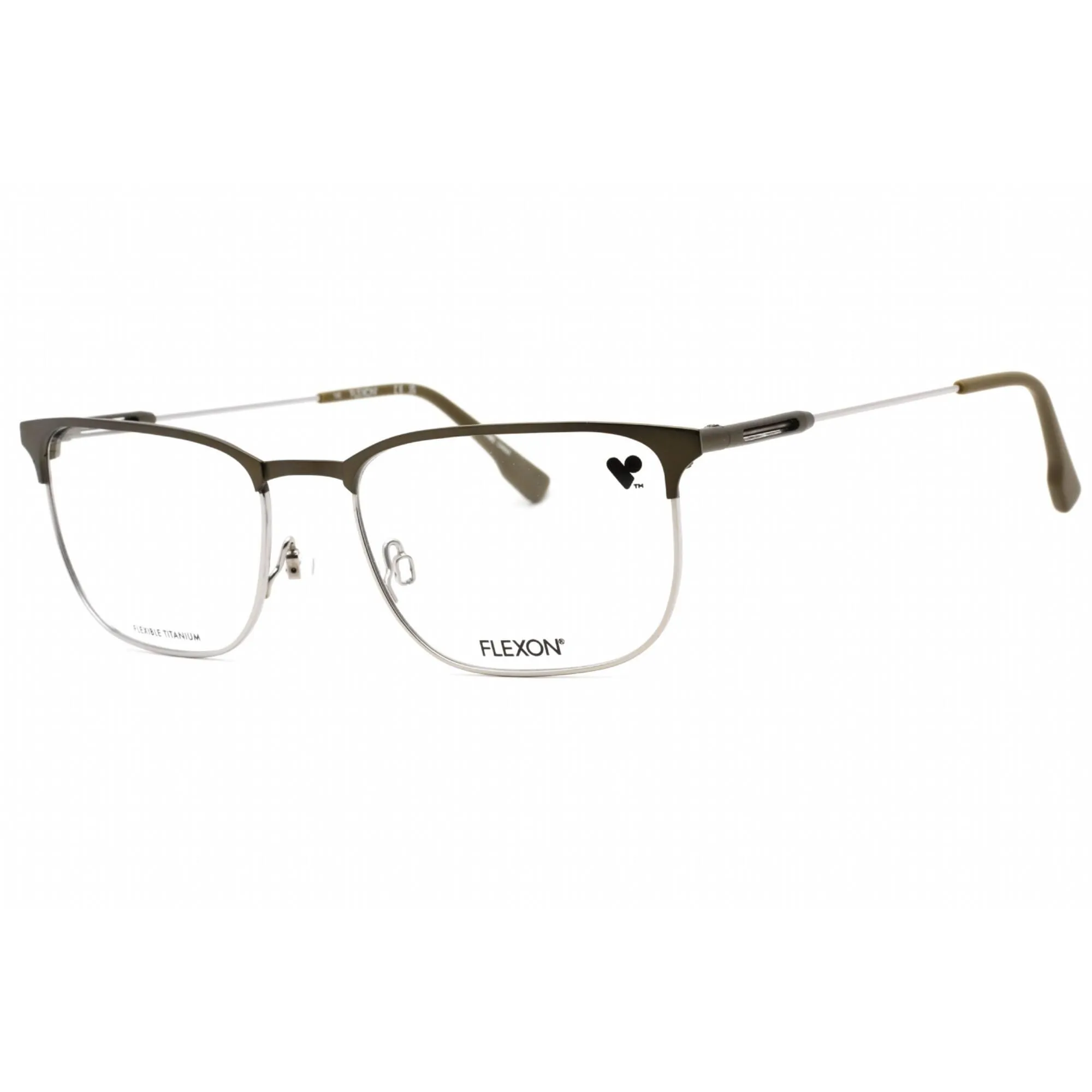 Flexon Men's Eyeglasses - Moss Metal Full Rim Rectangular Frame | FLEXON E1124 310