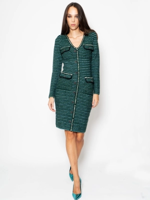 Green Long Sleeve Knitted Dress