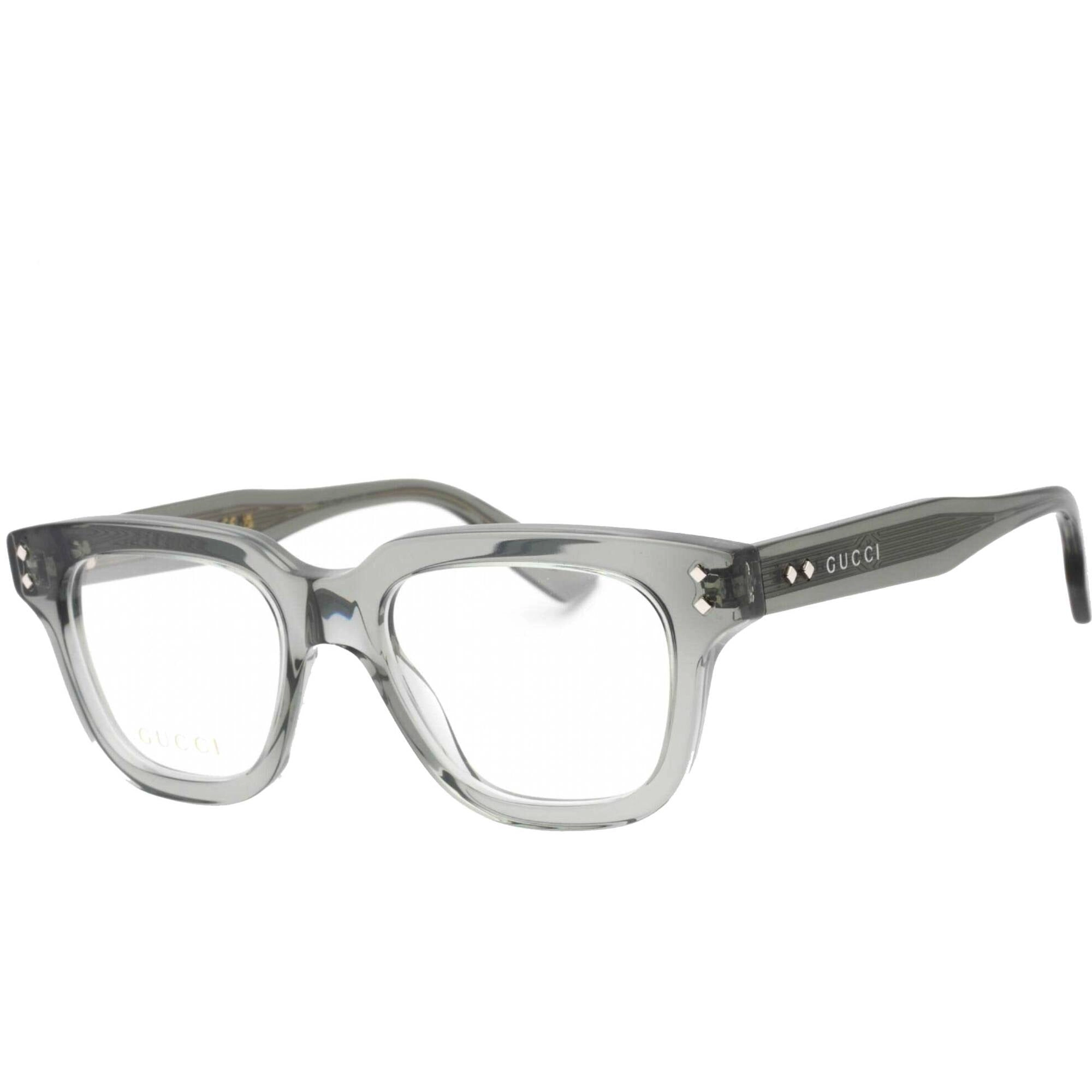 Gucci Men's Eyeglasses - Grey Square Full Rim Frame Transparent Lens | GG1219O 003