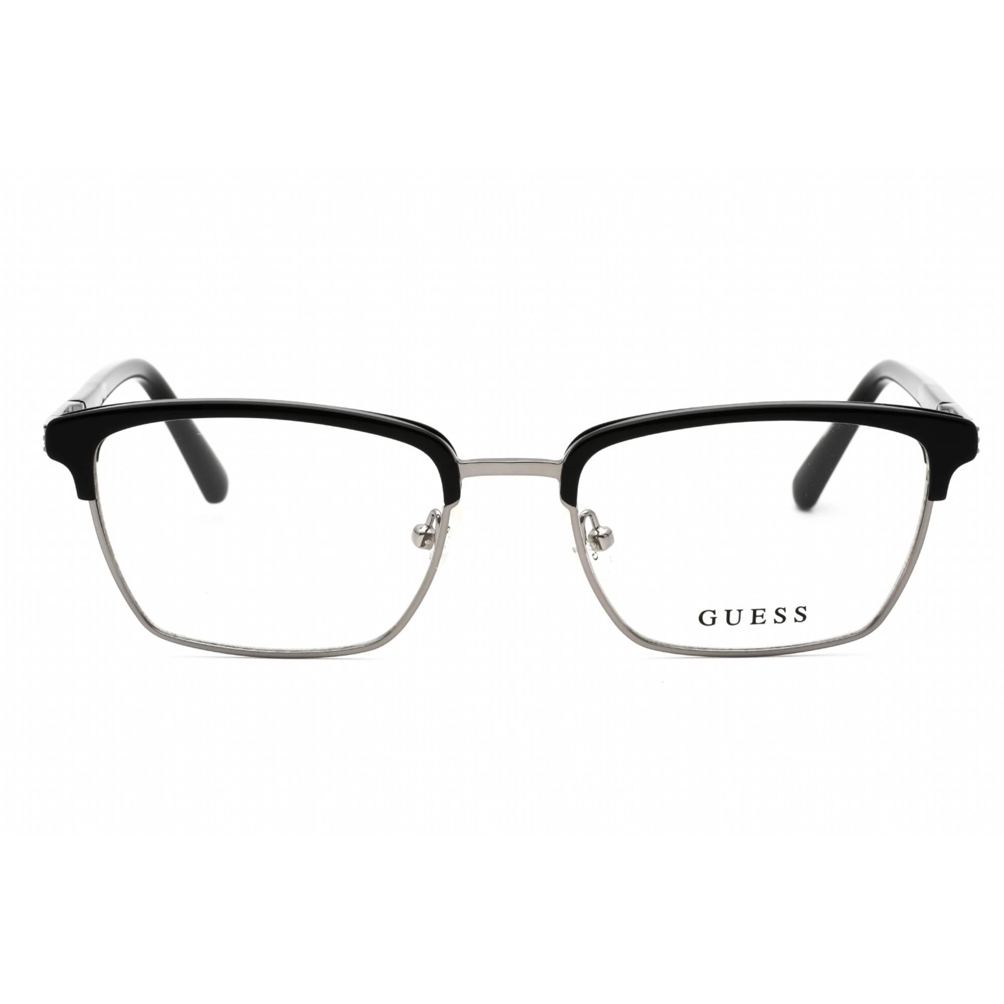 Guess Men's Eyeglasses - Shiny Black Metal Cat Eye Shape Full Rim Frame | GU50062 001