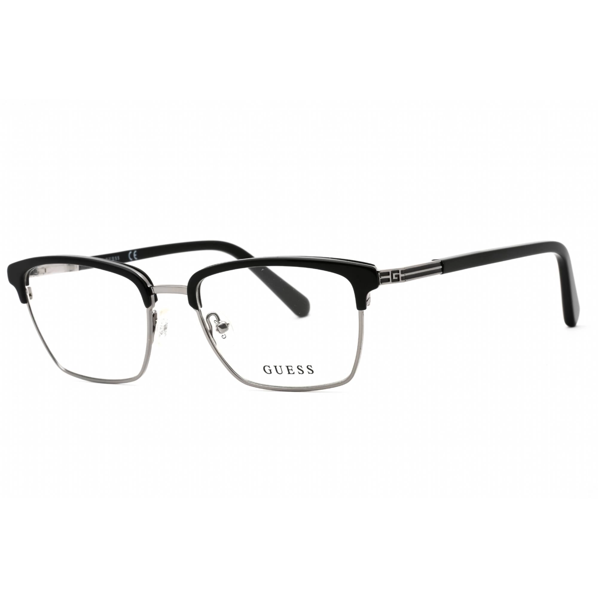 Guess Men's Eyeglasses - Shiny Black Metal Cat Eye Shape Full Rim Frame | GU50062 001