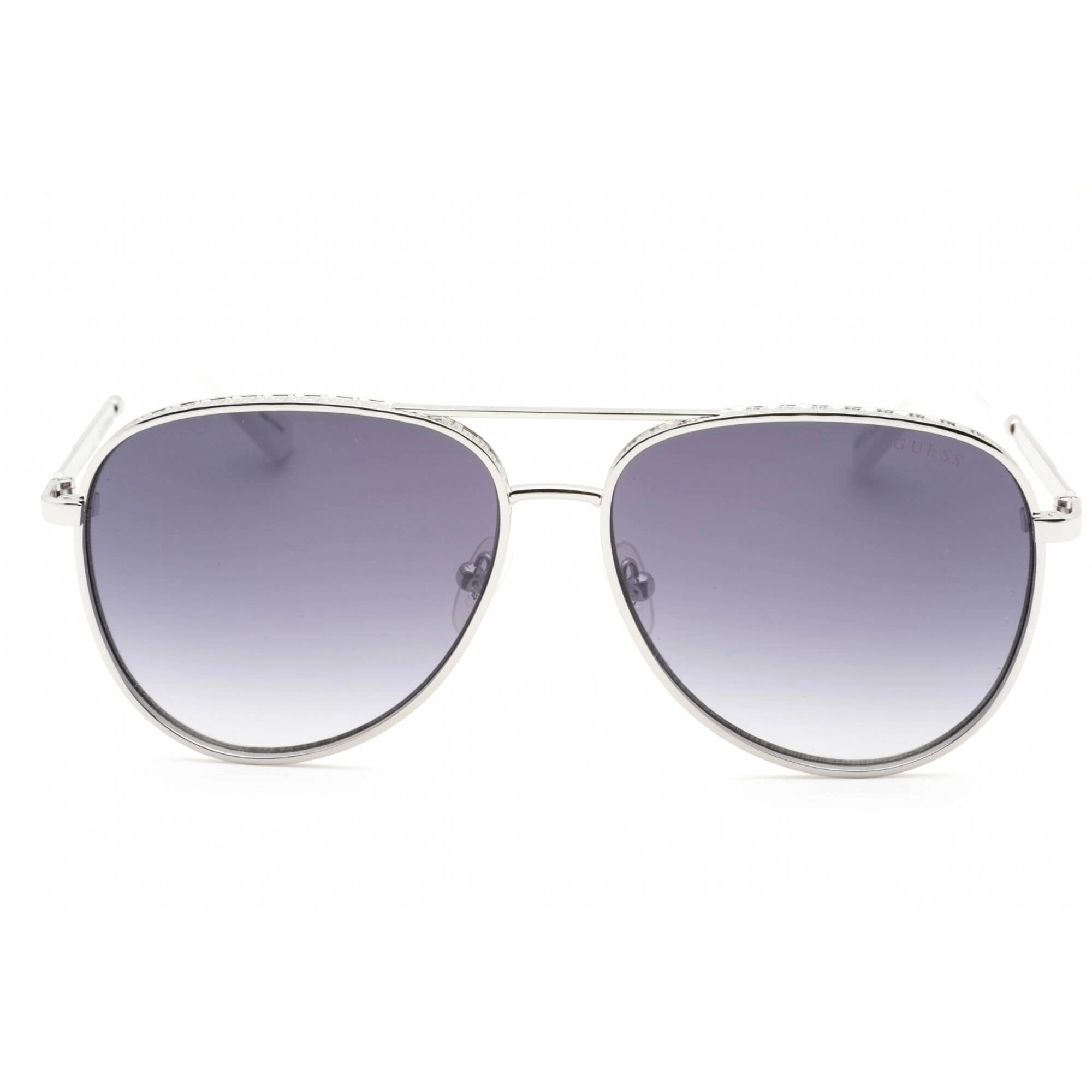 Guess Men's Sunglasses - Shiny Light Nickeltin Aviator Full Rim Frame | GU5206 10C
